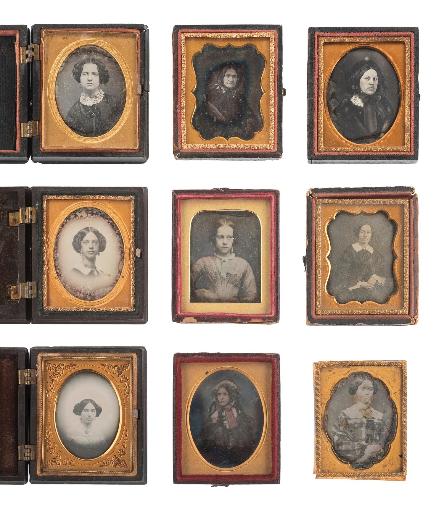[EARLY PHOTOGRAPHY]. 37 ninth plate daguerreotypes featuring women of varying ages.