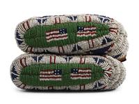 Sioux Child's Fully Beaded Hide Moccasins, with American Flags