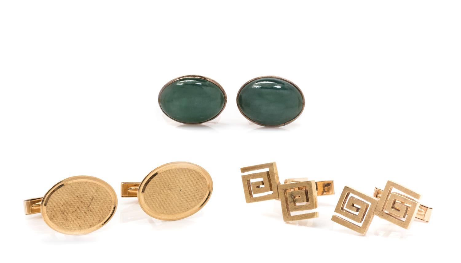 A Collection of 14 Karat Yellow Gold Cufflinks,