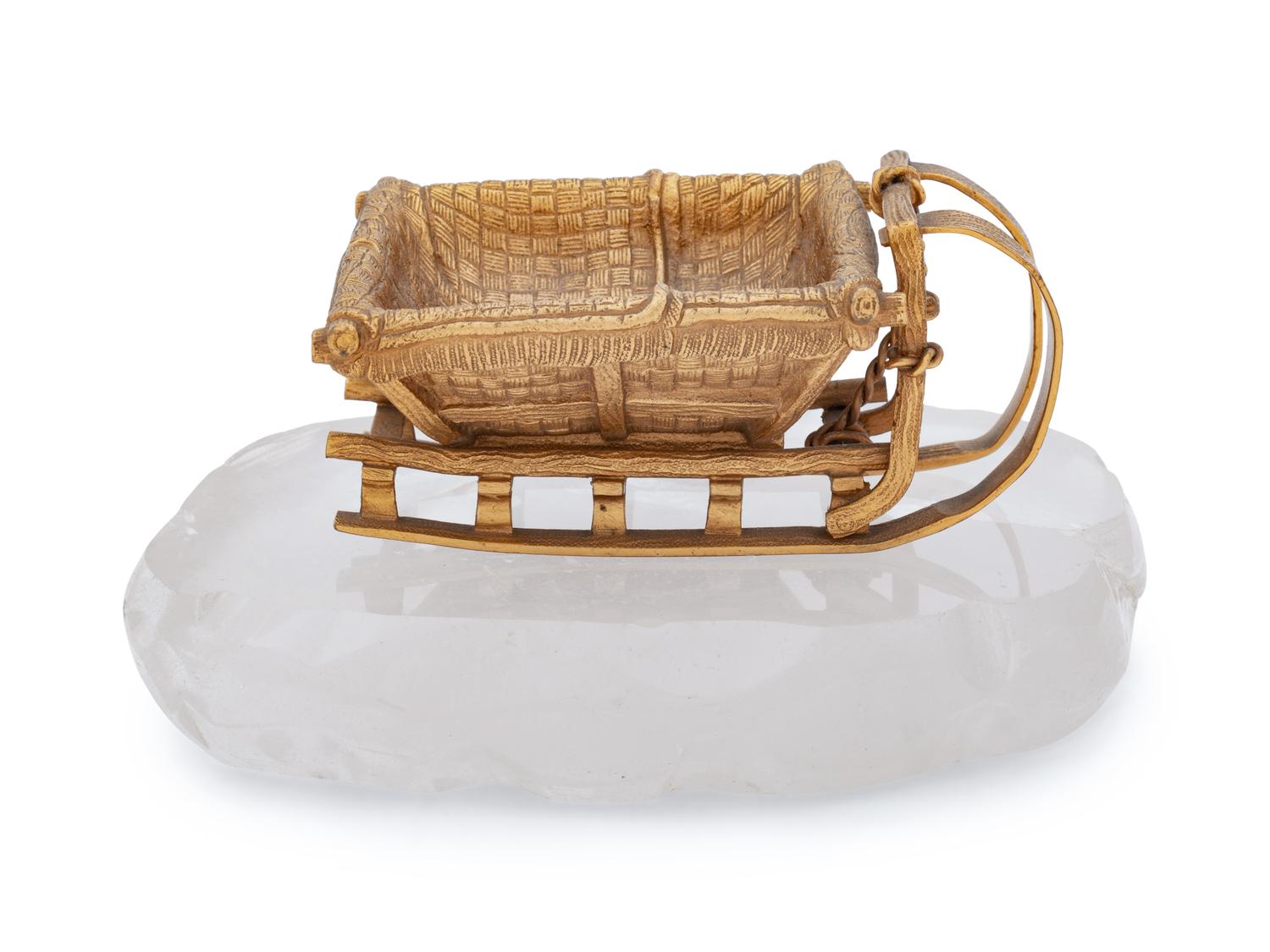 A Russian Gilt Bronze and Rock Crystal Table Ornament