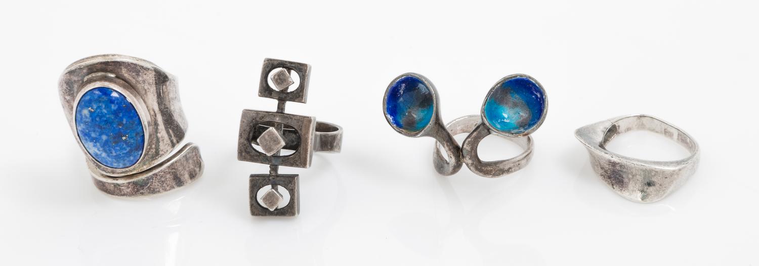 A Collection of Mid-Century Modernist Silver Rings, 22.80 dwts.