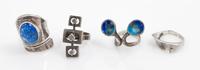 A Collection of Mid-Century Modernist Silver Rings, 22.80 dwts.