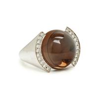 CARTIER, SMOKY QUARTZ AND DIAMOND RING
