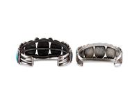 Navajo Silver Wire and Turquoise Cuff Bracelets