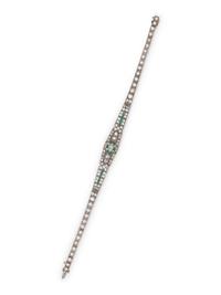 ART DECO, DIAMOND AND EMERALD BRACELET