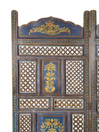 An Indian Pierce-Carved and Painted Four Panel Floor Screen — LATE 19TH/EARLY 20TH CENTURY