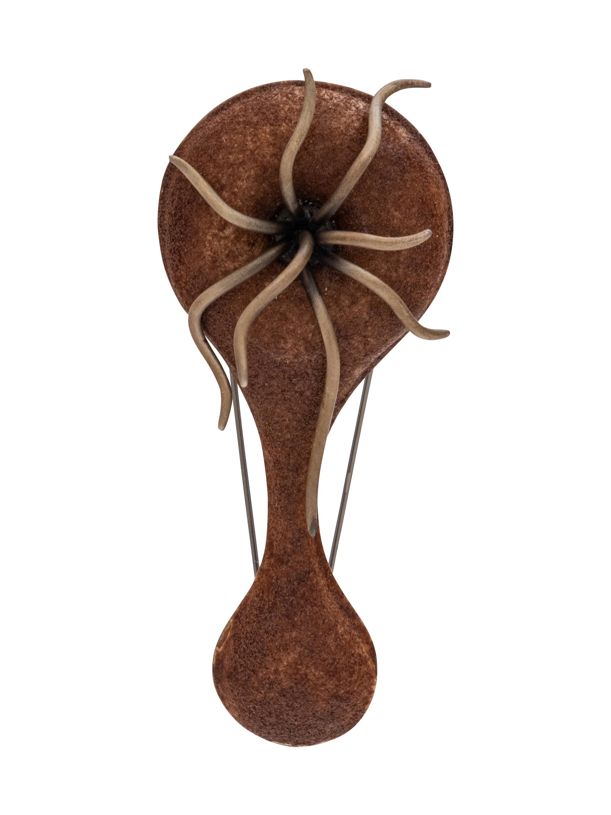 Brown Rattle Brooch