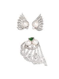 DIAMOND AND CULTURED PEARL SET