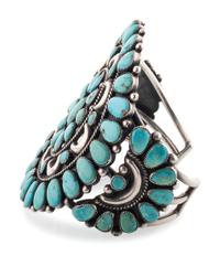 Navajo Silver and Turquoise Cluster Cuff Bracelet