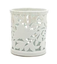 A Chinese Dehua Reticulated Porcelain Brush Holder 17TH/18TH CENTURY Height 4 1/4 inches. — 17TH/18TH CENTURY
