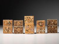 Collection of Huron Embroidered Birchbark Cigarette and Card Cases