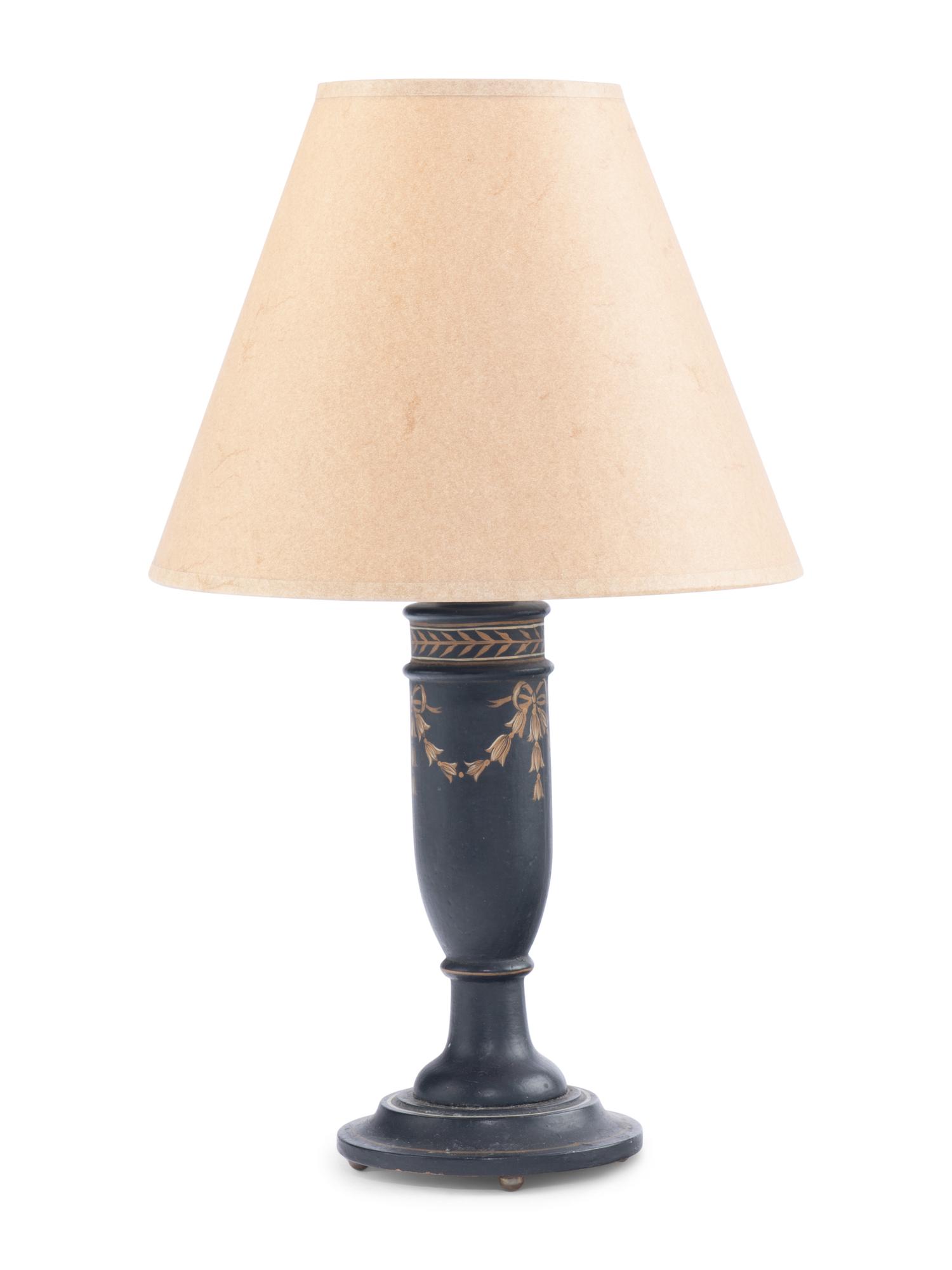 A Painted and Parcel-Gilt Table Lamp