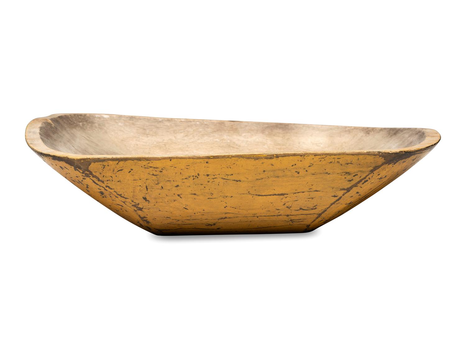 A Rare Yellow Paint Decorated Wooden Bowl
