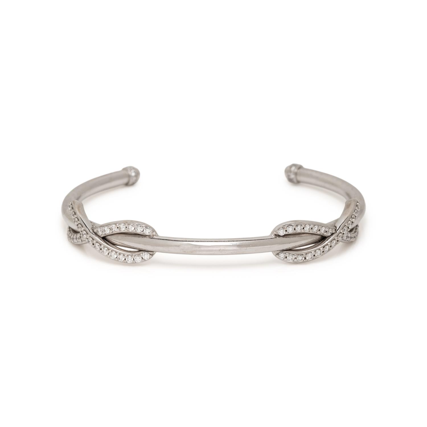 TIFFANY & CO., WHITE GOLD 'INFINITY DOUBLE DIAMOND' CUFF BRACELET