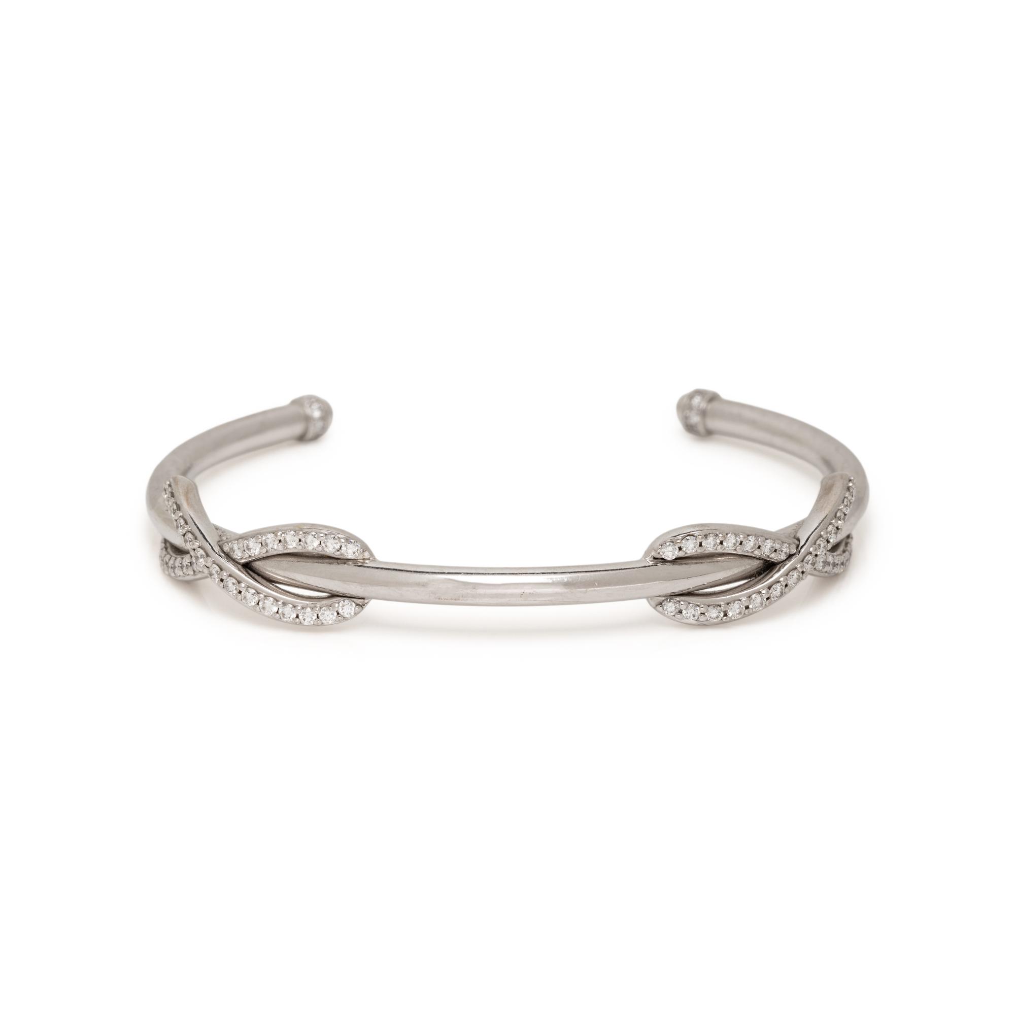 TIFFANY & CO., WHITE GOLD 'INFINITY DOUBLE DIAMOND' CUFF BRACELET