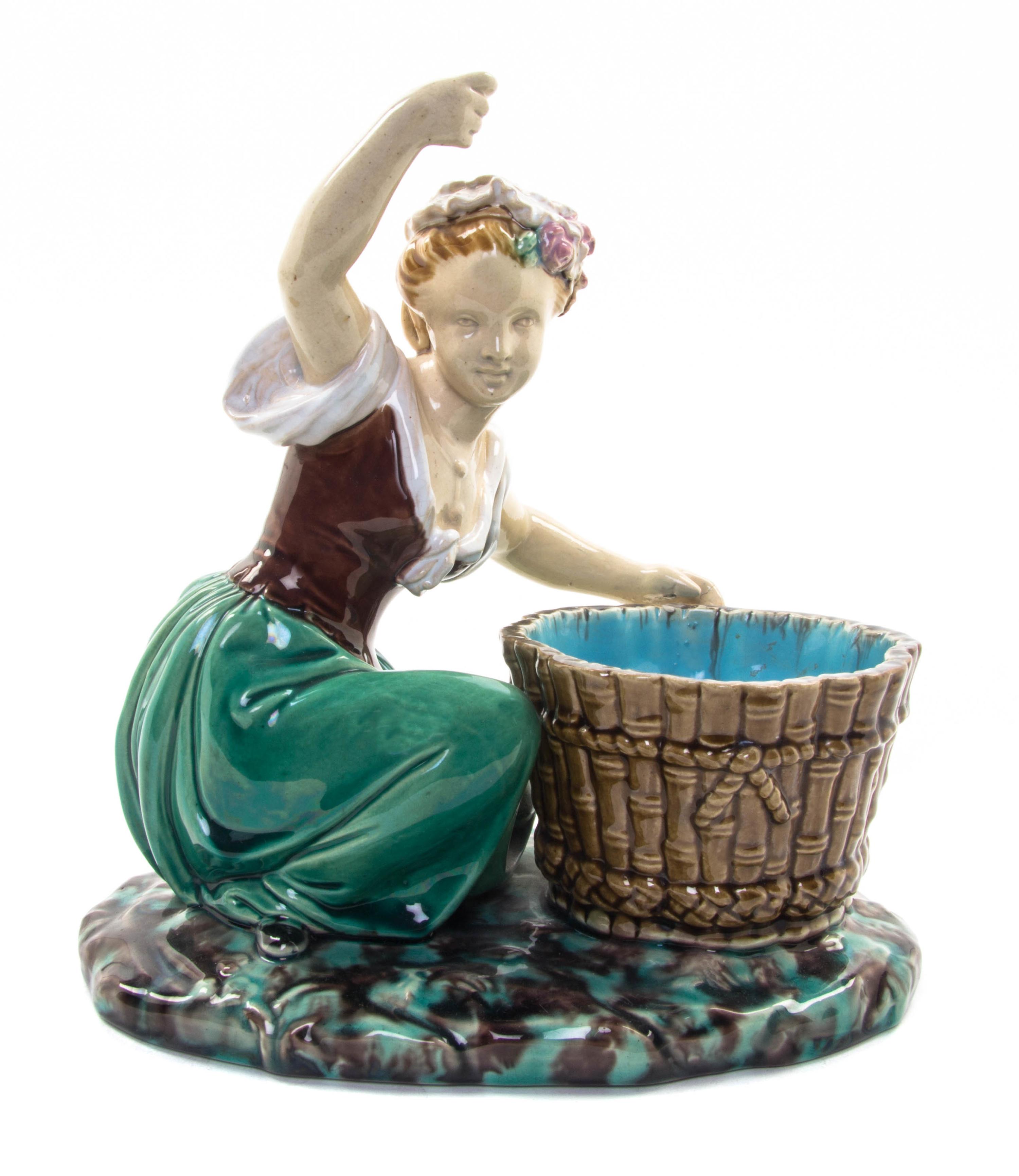 A Minton Majolica Master Salt, Height 8 inches.