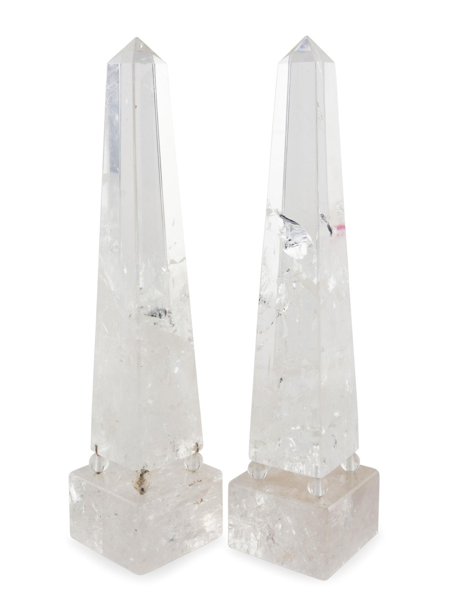 A Pair of Rock Crystal Obelisks