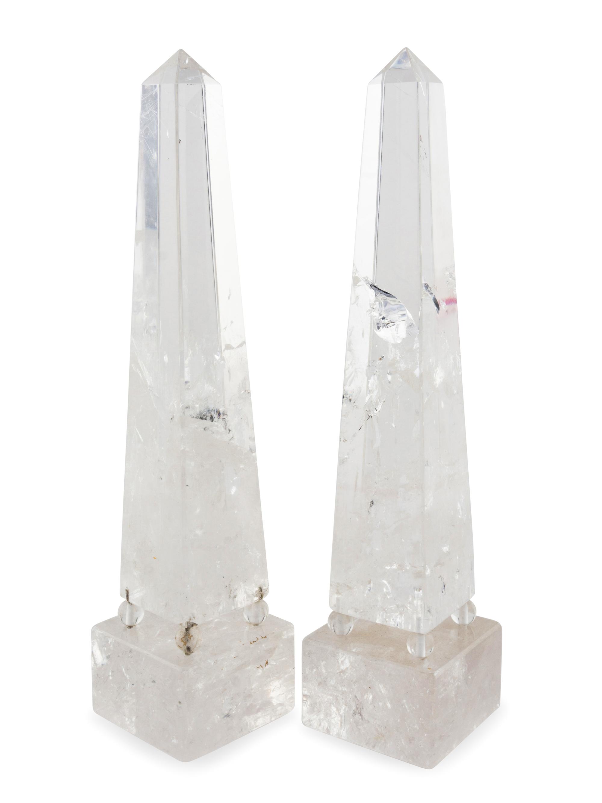 A Pair of Rock Crystal Obelisks