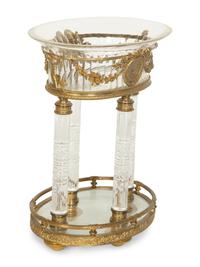 An Empire Style Gilt Metal and Cut Glass Centerpiece