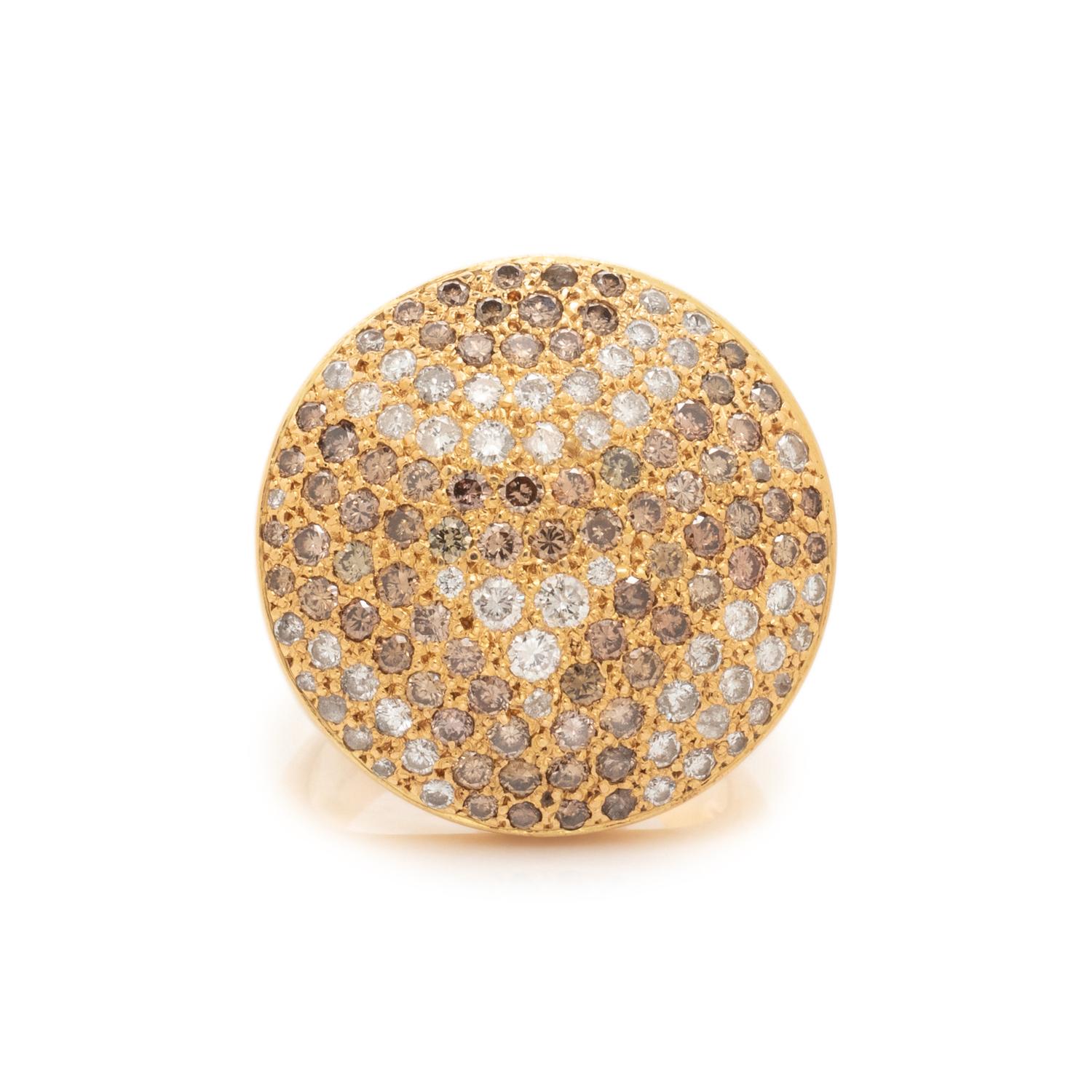 CARTIER, DIAMOND AND COLORED DIAMOND 'JETON SAUVAGE' RING