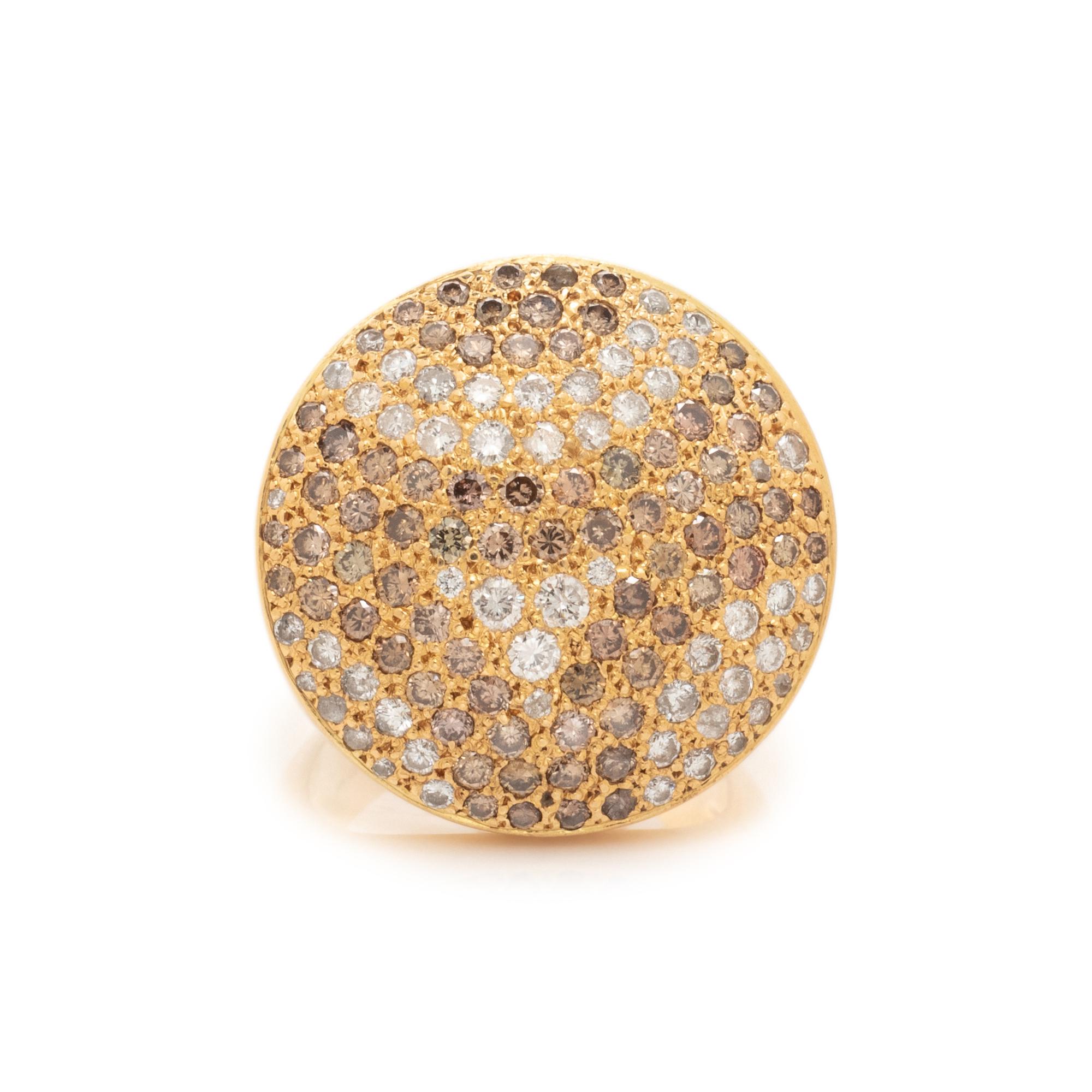 CARTIER, DIAMOND AND COLORED DIAMOND 'JETON SAUVAGE' RING