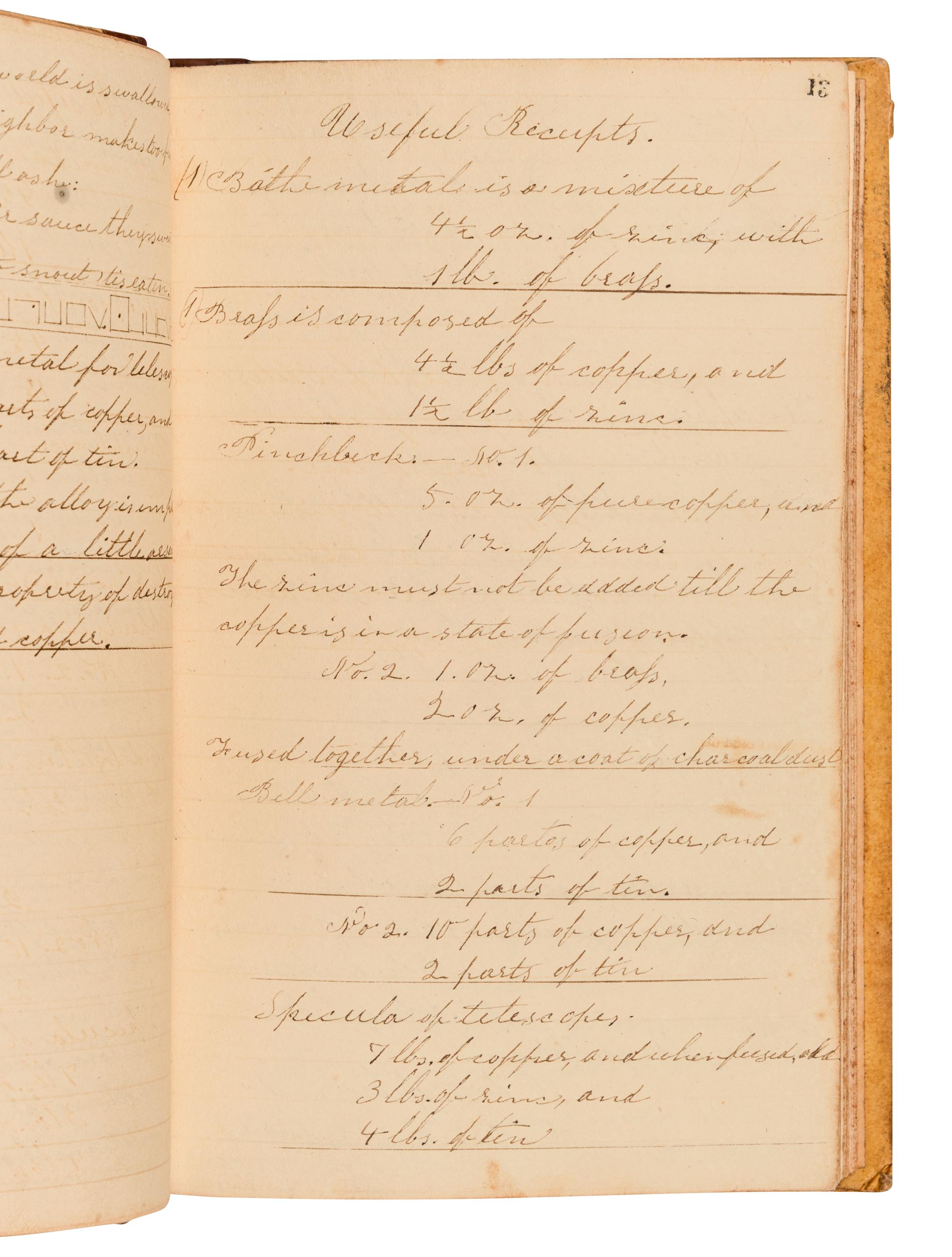 [MANUSCRIPTS – REMEDIES]. Manuscript home maintenance and home remedy guide. Jamestown, NY, 1832.