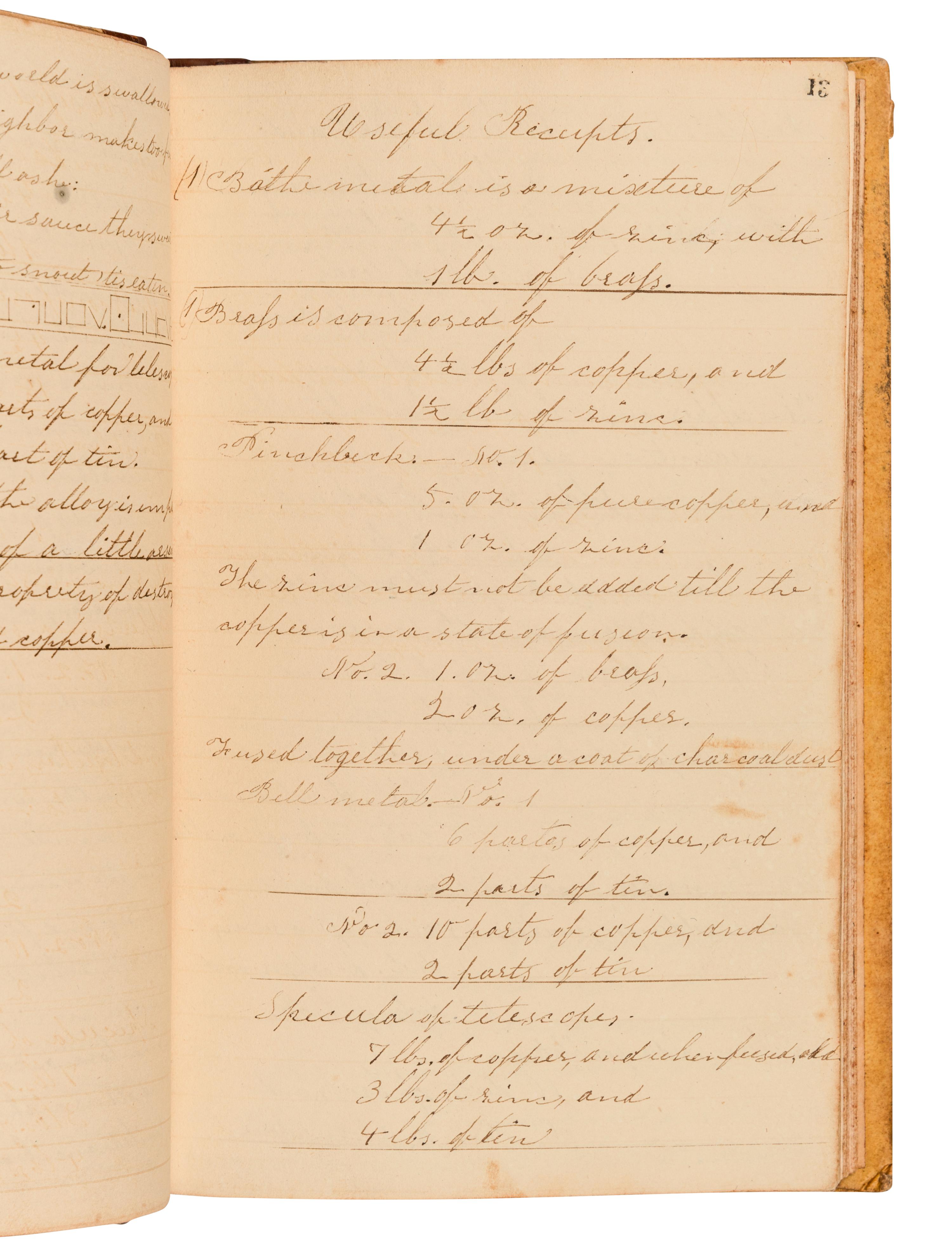 [MANUSCRIPTS – REMEDIES]. Manuscript home maintenance and home remedy guide. Jamestown, NY, 1832.