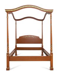 A Julia Gray Ltd. Polychrome Decorated Tester Bed