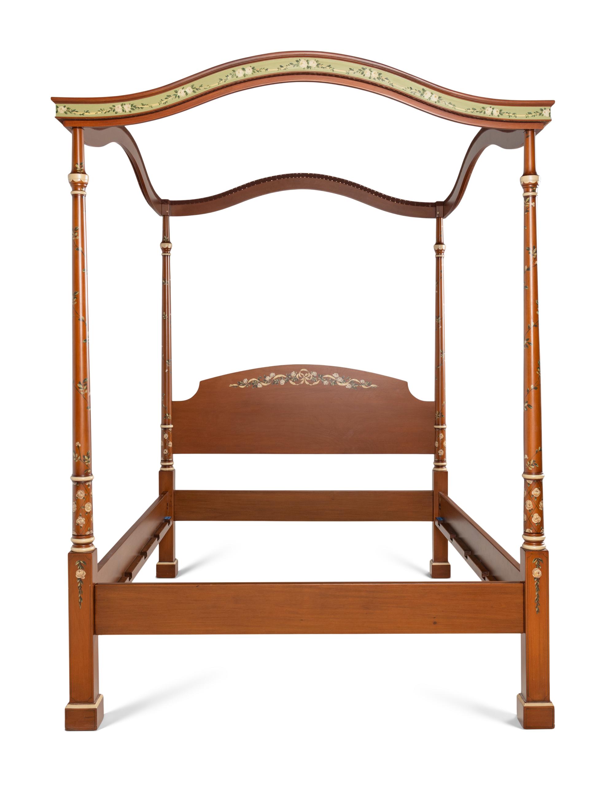 A Julia Gray Ltd. Polychrome Decorated Tester Bed