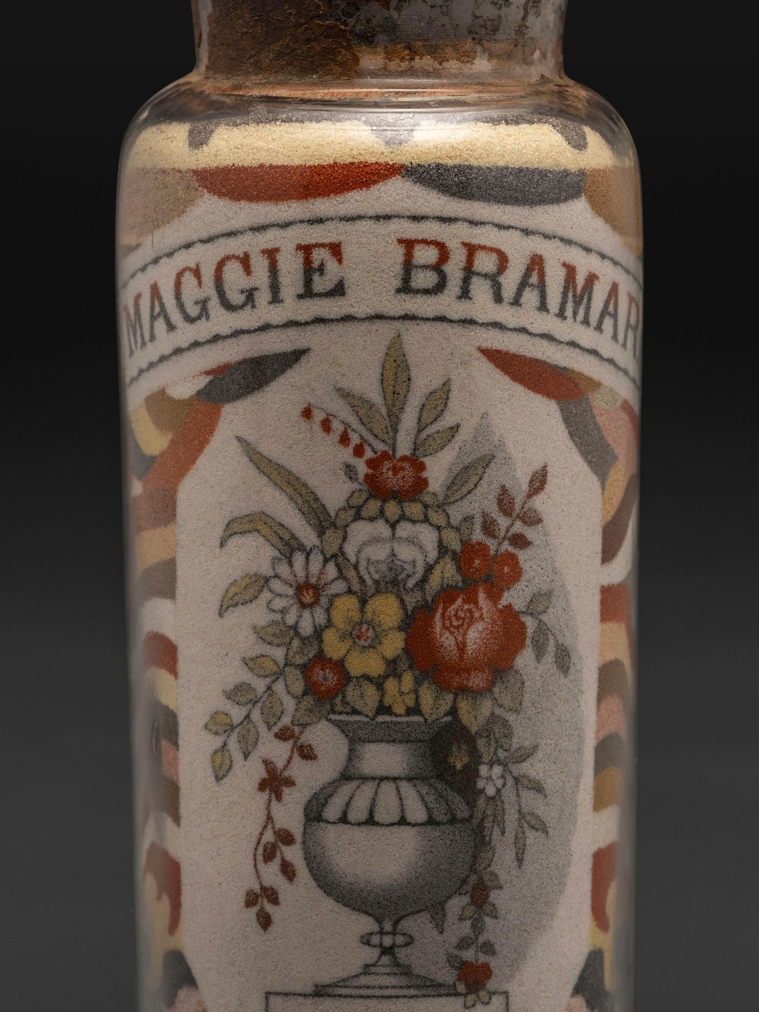 A Pair of Andrew Clemens (American, 1857-1894) 'Sweetheart' Sand Bottles
