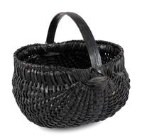 A Woven Buttocks Basket in Black Paint
