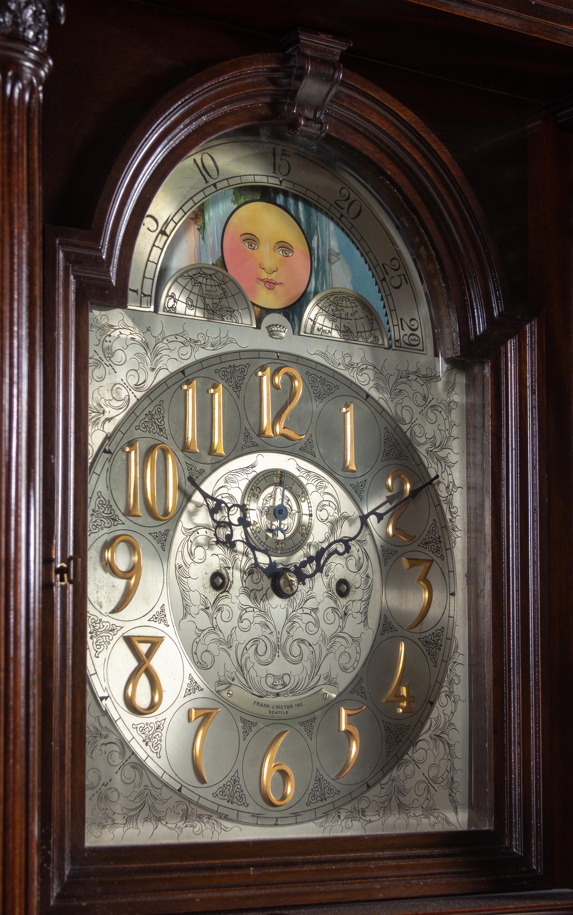 A Herschede Mahogany Five-Tube Tall Case Clock