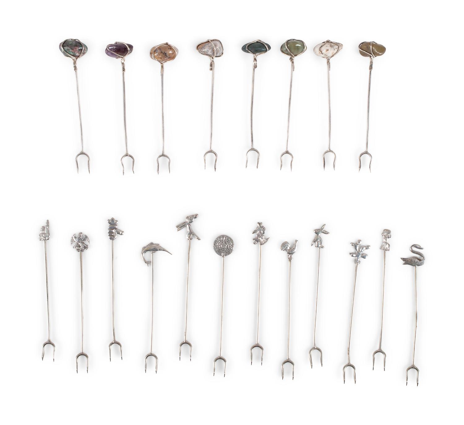 A Group of Coin Silver and Enameled Flatware