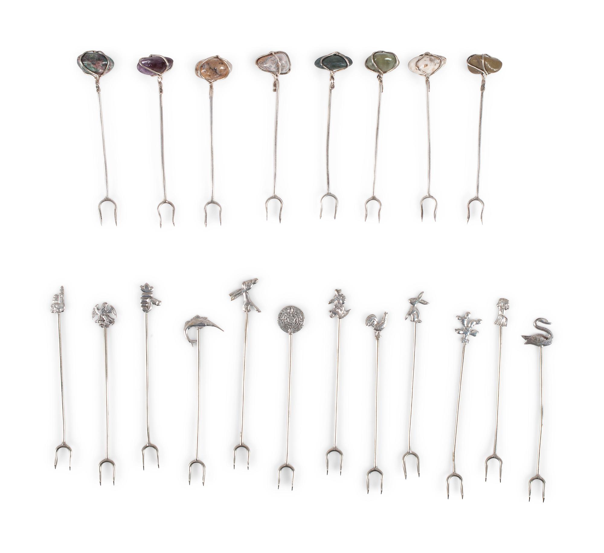 A Group of Coin Silver and Enameled Flatware