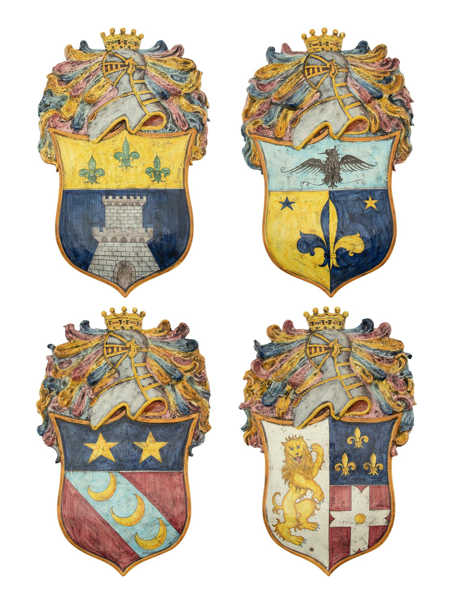 Four Italian Majolica Armorial Plaques