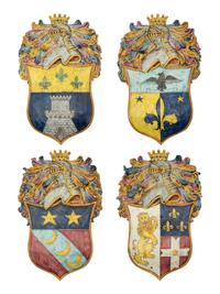 Four Italian Majolica Armorial Plaques
