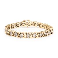 Diamond and Yellow Gold Line Bracelet