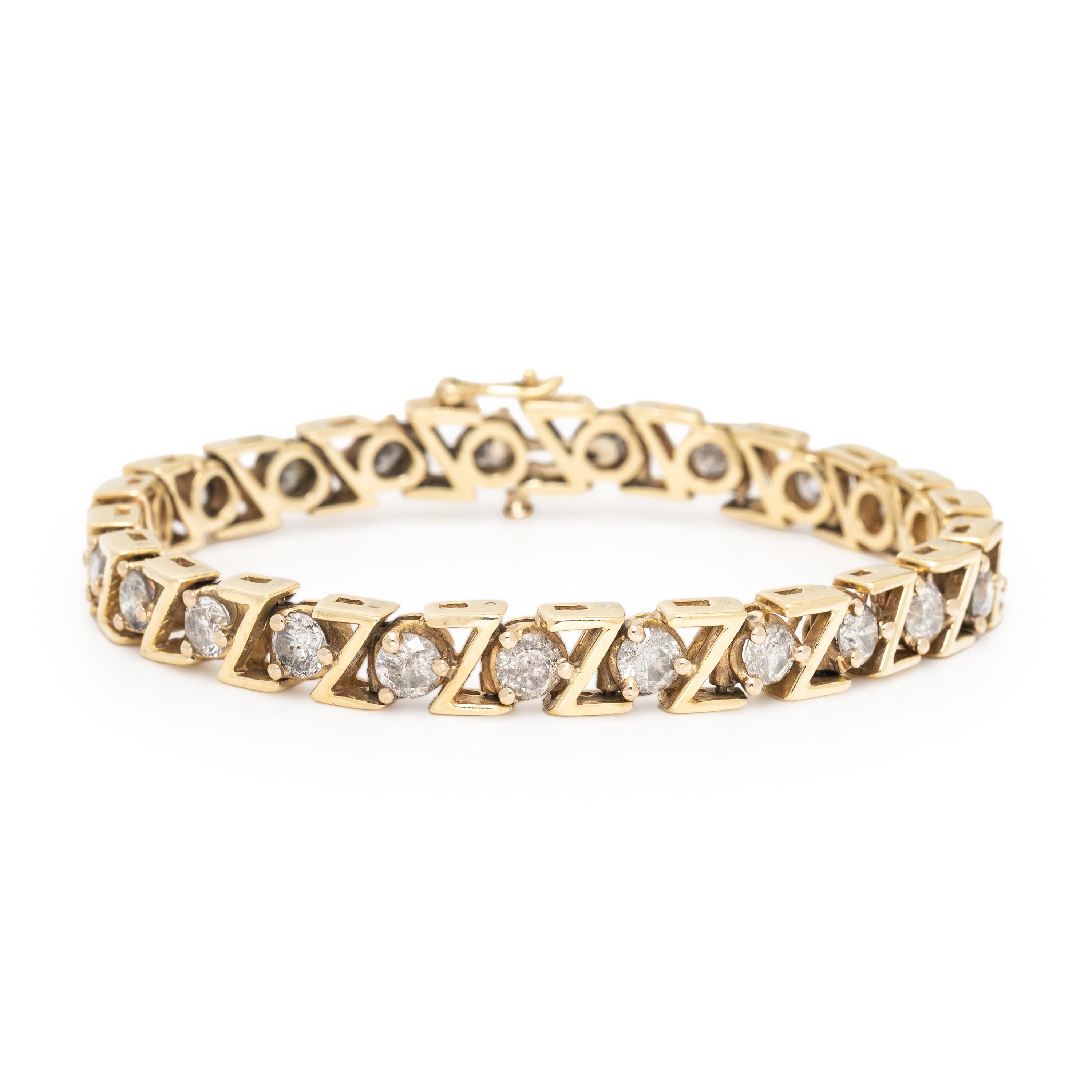 Diamond and Yellow Gold Line Bracelet