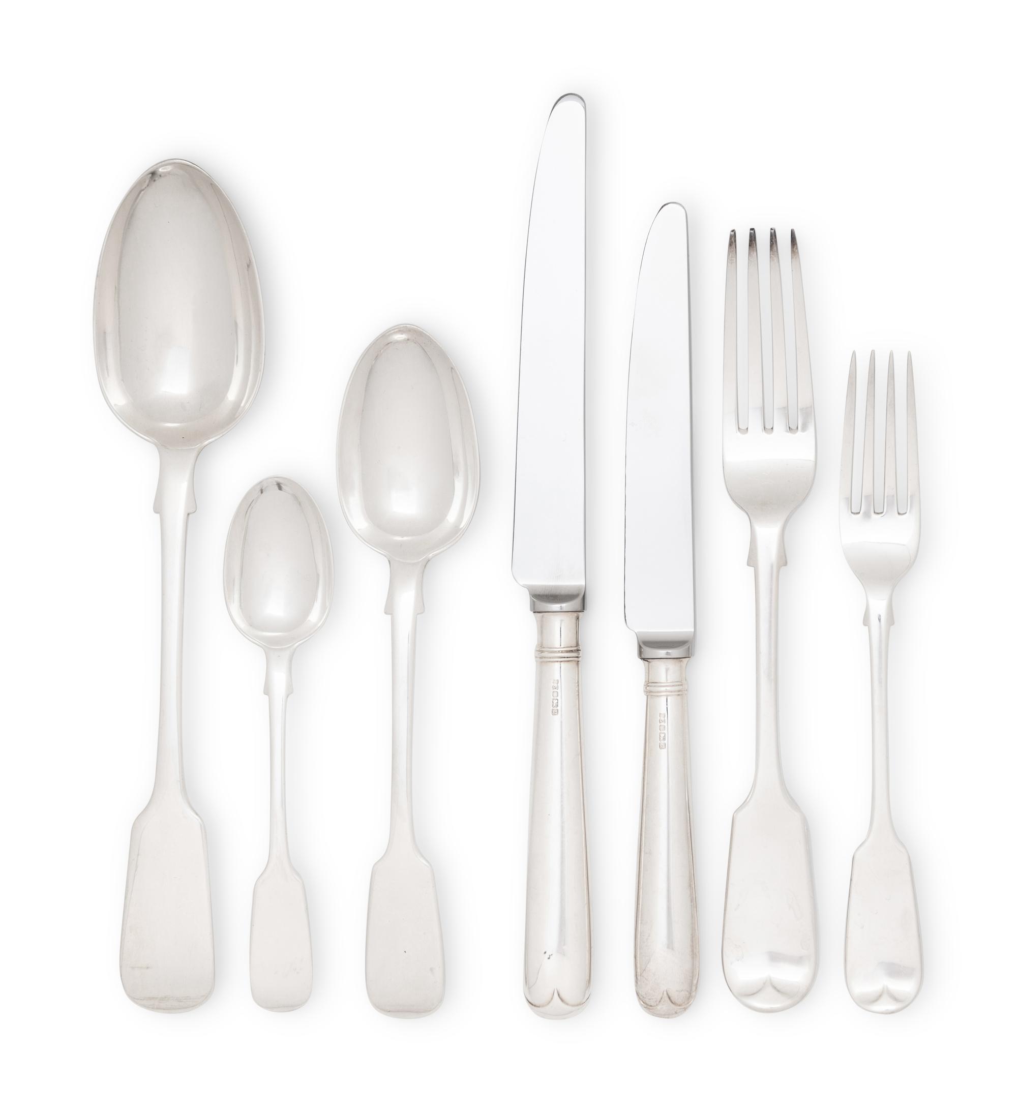 A Victorian Silver Flatware Service