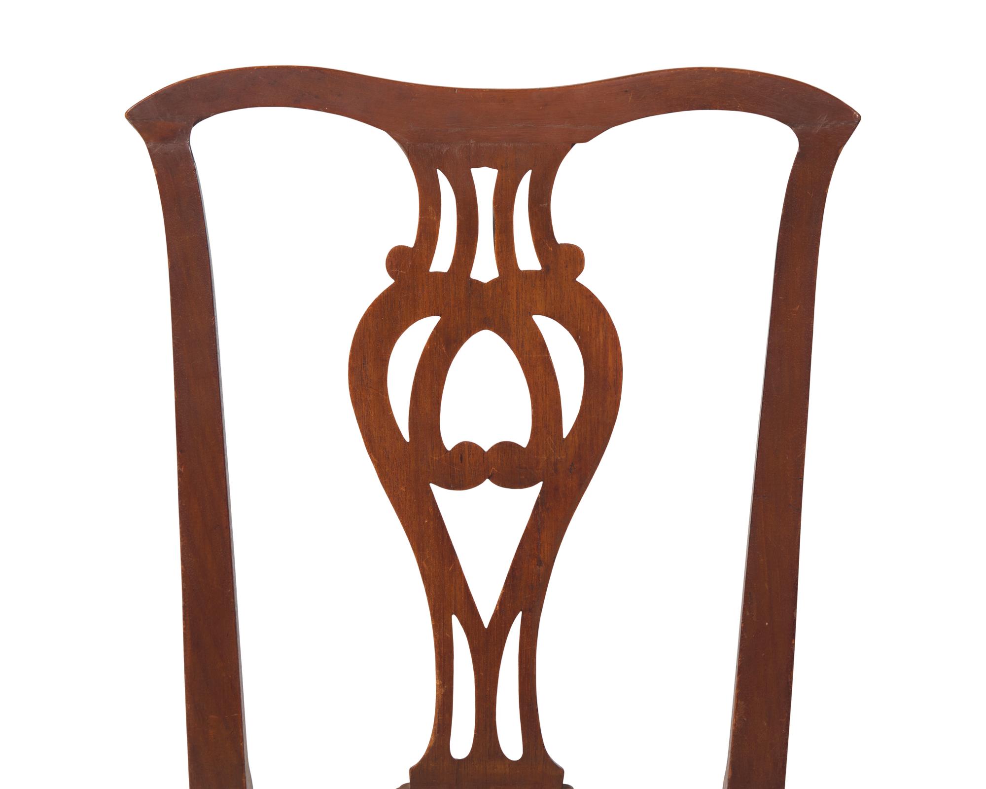 A Pair Of Chippendale Carved Mahogany Side Chairs