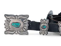 Navajo Sterling Silver and Morenci Turquoise Concha Belt