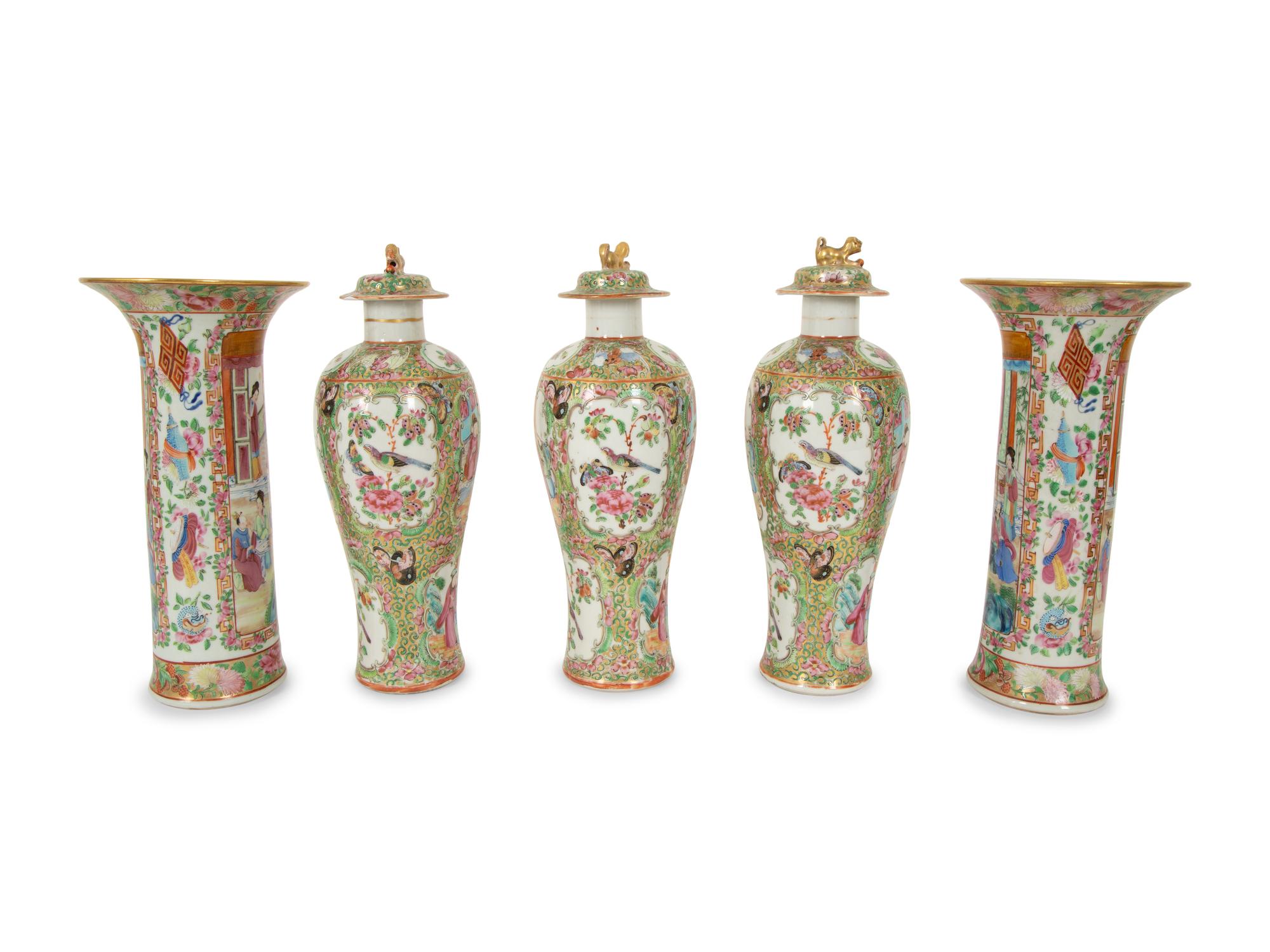 Five Chinese Rose Medallion Porcelain Articles