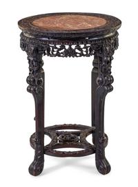 A Chinese Marble Inset Hardwood Side Stand