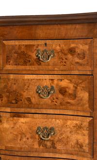 A George III Burl Walnut and Mahogany Serpentine Chest-on-Chest