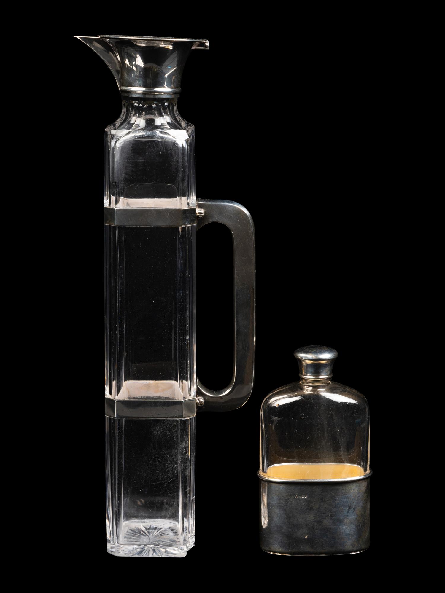 Two English Silver-Mounted Glass Articles