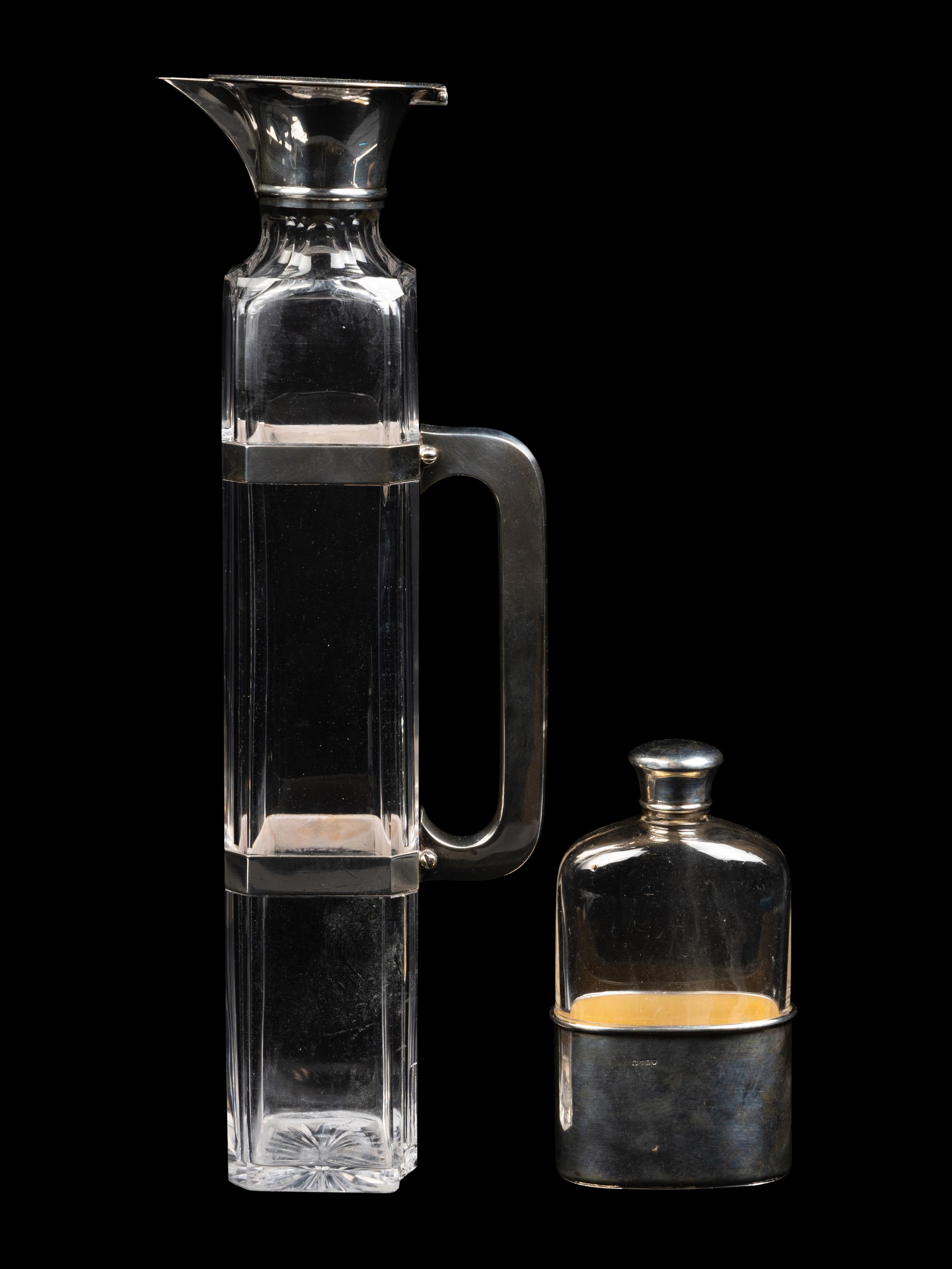 Two English Silver-Mounted Glass Articles