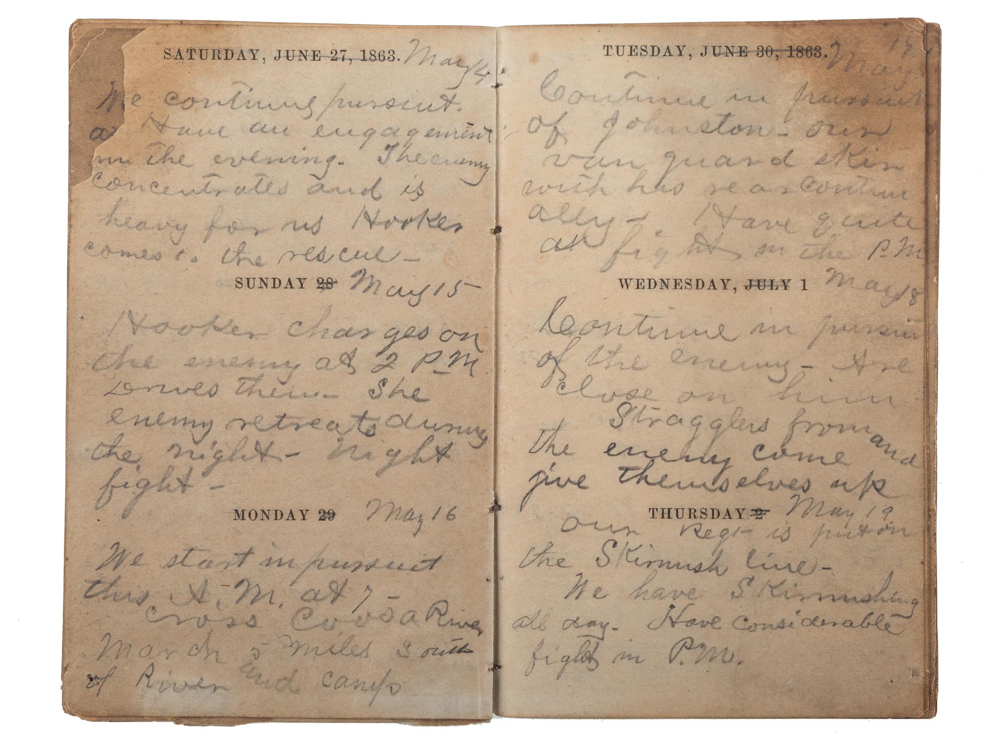 [CIVIL WAR]. Diary of Assistant Surgeon Robert P. Davis, 84th Indiana Regiment.