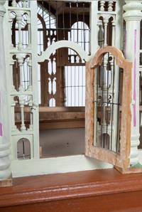A Painted Architectural Bird House on Stand — CIRCA 1930