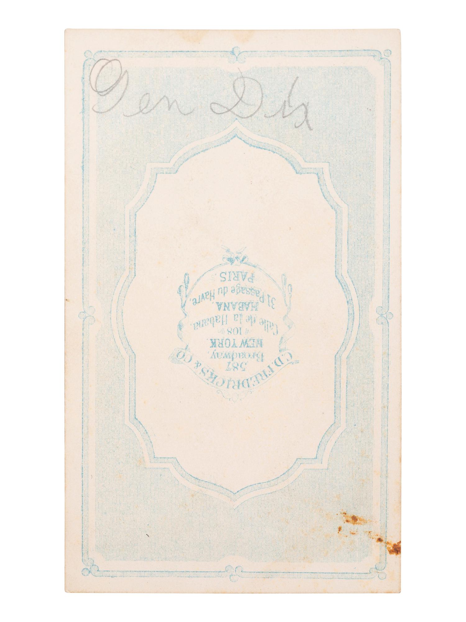 [CIVIL WAR] DIX, John A. (1798-1879). 2 items, incl. letter signed by Maj. Gen. Dix & scarce CDV.