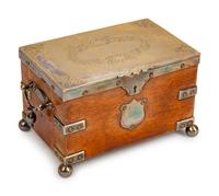 A Victorian Silvered Metal-Mounted Oak Tea Chest — LATE 19TH CENTURY